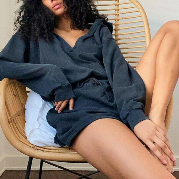 Free People Kickin’ It Romper Large Washed Black - Picture 2 of 6